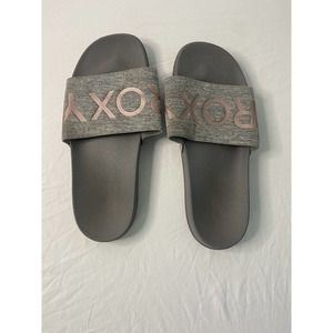 ROXY Womens Gray Slippy Slide Sandals Size 7/8 Good‎ Condition